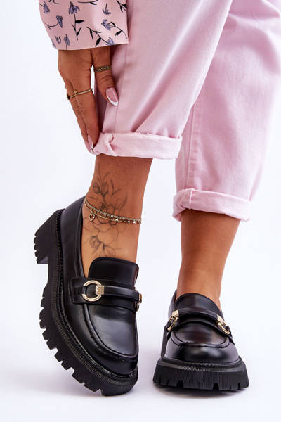 Women's Loafers On A Massive Platform Black Calypso