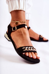 Women's Suede Sandals With A Chain Black Norine