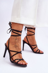 Women's Tied Sandals On A High Heel Black Meya