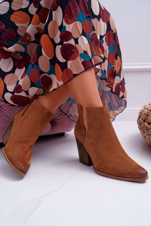 Women's Heeled Boots Spring Leather Suede Brown Nicole 2430