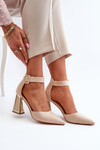 Beige Suede Pumps With Stiletto Heel Lodho