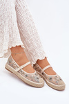 Mesh Espadrilles With Embroidery On Platform Beige Laxisa