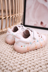 Dziecięce Sportowe Buty Ze Świecącą Podeszwą LED Biało-Różowe Disco