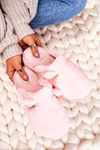 Women's Home Furry Slippers With Little Ears Light Pink Hippo