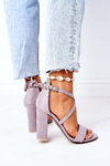 Suede High Heel Sandals Grey Dance With Me