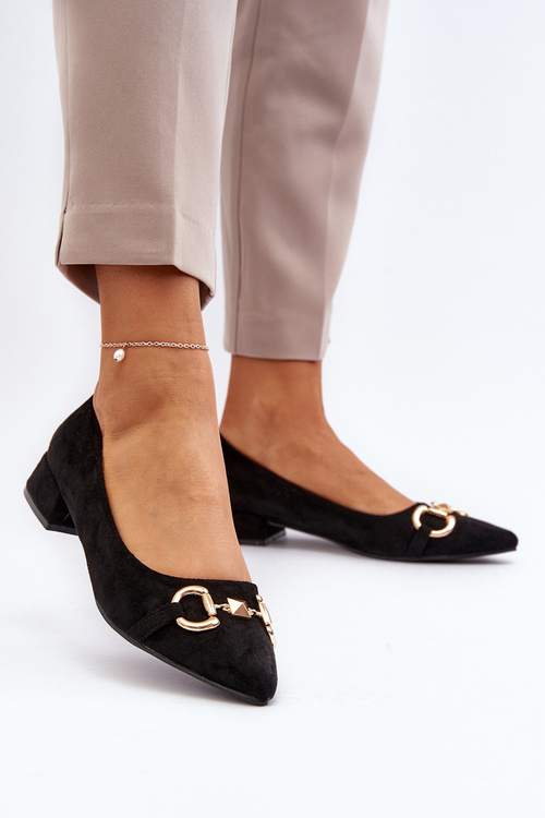 Suede Ballerina Flats with Pointed Toe Black Ethere
