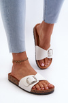 Women's Cork Platform Sandals with Buckle White Moaxi