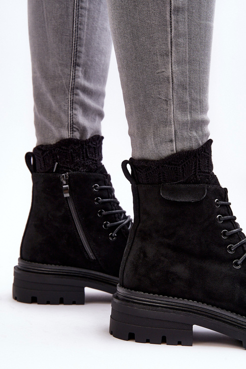 Women's Trapper Boots With Zip Black Apolosi