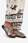 Flat Sandals With Decoration Snake Pattern Beige-Brown Haliones
