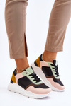 Women's Leather Platform Sneakers Black And Green Chaya
