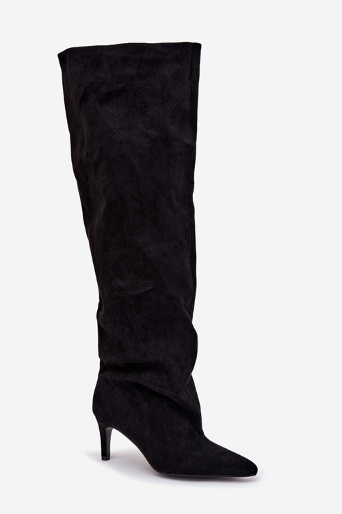 Women's High Heel Ankle Boots Slip-On Black Mavilla