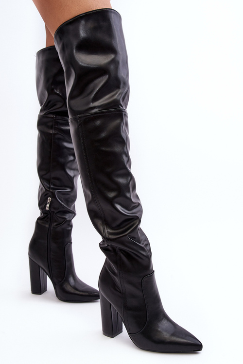 Women's High Boots Over The Knee On Heel Black Jeine