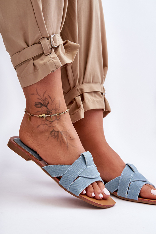 Women's Fabric Slippers Light Blue Aversa