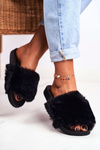 Rubber Slippers With Eco Fur Black Sensitive