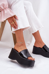 Lacquered Women's Sandals On Platform And Wedge Black Nellevia