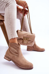 Women's Suede Flat Heel Boots Beige Liana