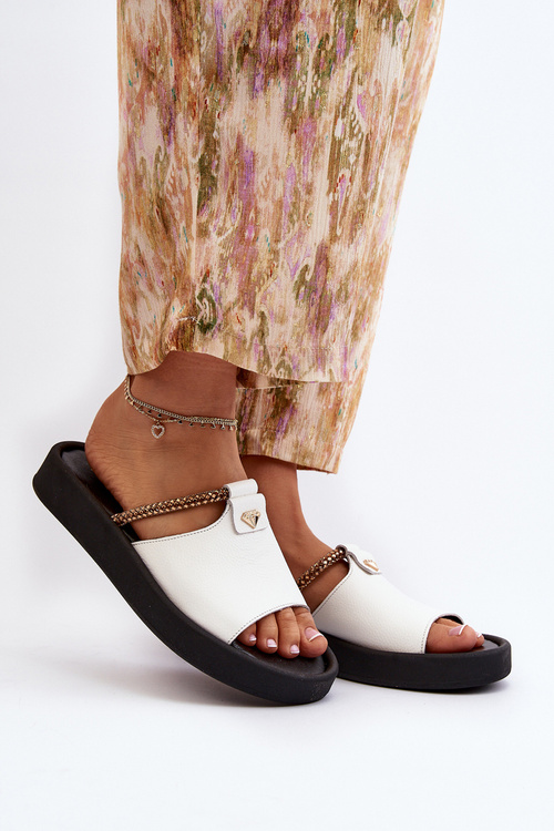 Women's Leather Sandals Zazoo 2896 White-Black