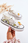 Children's Sneakers With Velcro Print White Lace