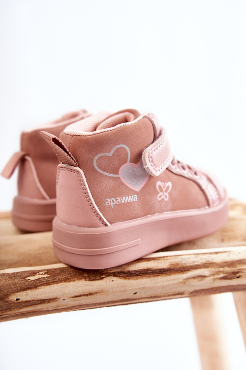 Children's High Sneakers With Velcro Pink Cheezi