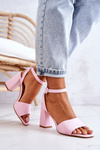 Leather Sandals On A Bar Pink Estrella 