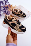 Sportowe Buty Sneakersy Dziecięce Czarno-Beżowe Kizzie