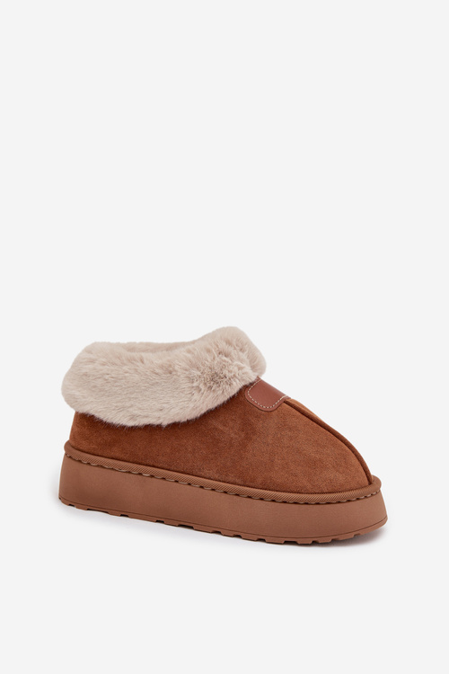 Women's Snow Boots On Platform With Fur Camel Calyra
