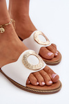 Women's White Slippers with Ornament Cilima