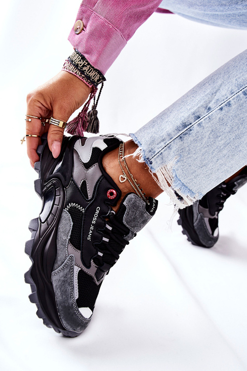 Women's Sport Shoes Cross Jeans Black Grey II2R4019C