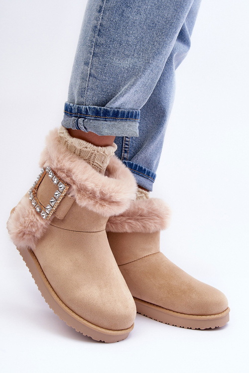 Śniegowce Ocieplane Klamra Beżowe Dulca VL201P