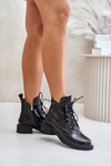 Leather Patent Ankle Boots With Insulation Black Bellani