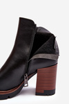 Women's Leather Boots on Heel Black Brittney
