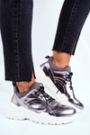 Skórzane Sportowe Buty Sneakersy GOE GG2N3040 Srebrne