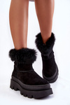 Women's Suede Snow Boots Black Ann
