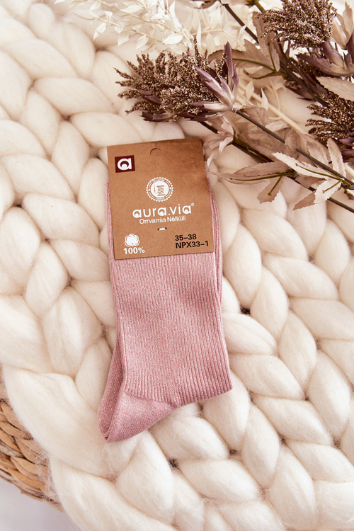Skarpetki Damskie Błyszcząca Nić Różowe