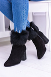 Women's Black Suede Faux Fur Boots Laura Messi 1689