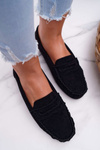 Women's Black Suede Bolero Moccasins