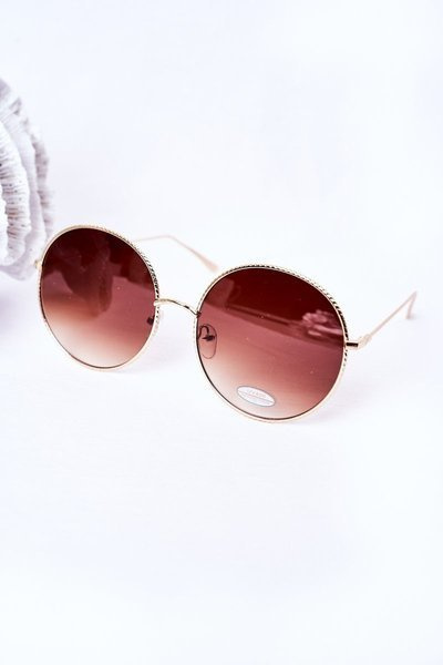 Gold Round Sunglasses With Brown Ombre Lenses