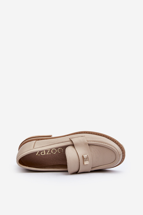 Zazoo 20165 Women's Leather Moccasins Beige