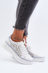 White Leather Women's Platform Sneakers Peilaeno
