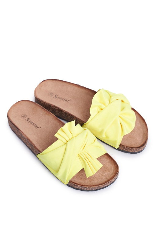 Women's Flip Flops On Cork Bowtie Yellow Neon Felis