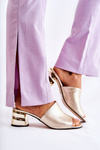 Leather Women's Slippers On Heel Gold Perry