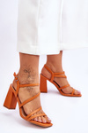 Leather Heel Sandals Orange Florentina