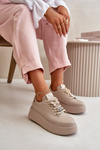 Sneakersy Damskie Skóra Naturalna Ozdoby CheBello 4585 Beżowe