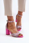 Sandały W Kwiaty Na Słupku Fuksja Vitamella GG-127