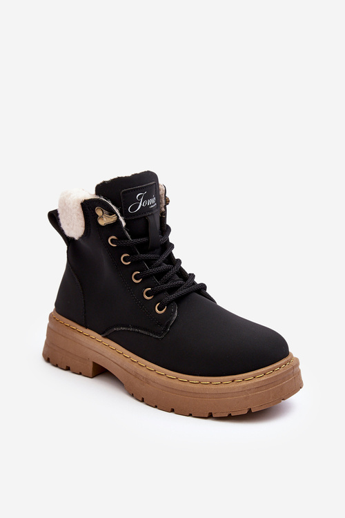 Women's Leather Trappers with Fur Black Lynnvia