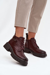 Low Insulated Women's Ankle Boots on Block Heel with Decorative Strap Bordeaux Therisse