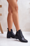 Low Insulated Ankle Boots with Zipper and Decoration Black Nevalia