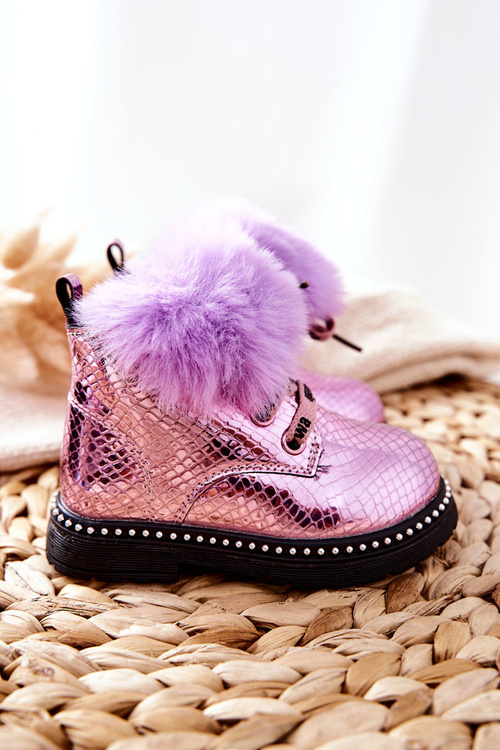 Children's Boots Insulated With Fur Purple Rosea