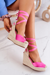 Espadrilles Sandals On A Wedge Pink Terrific