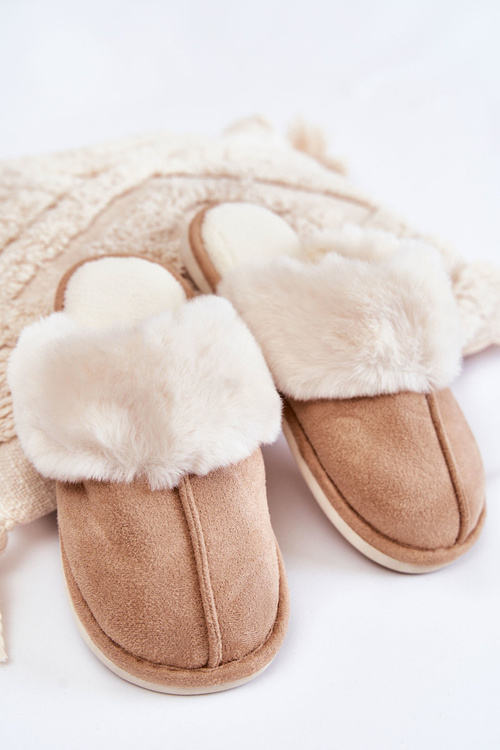 Papcie Damskie Gładkie Futerko Beżowe Morisea